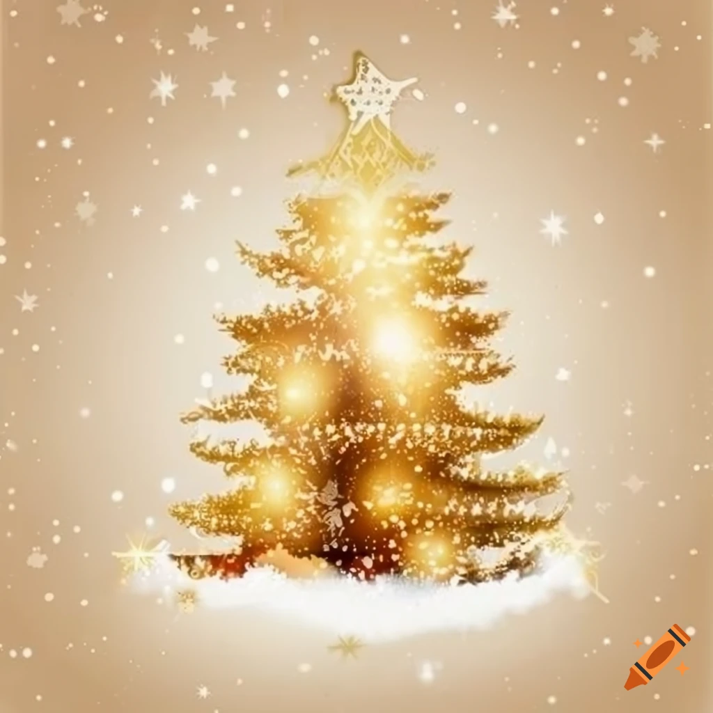 Christmas greeting card on white background with golden and white ...