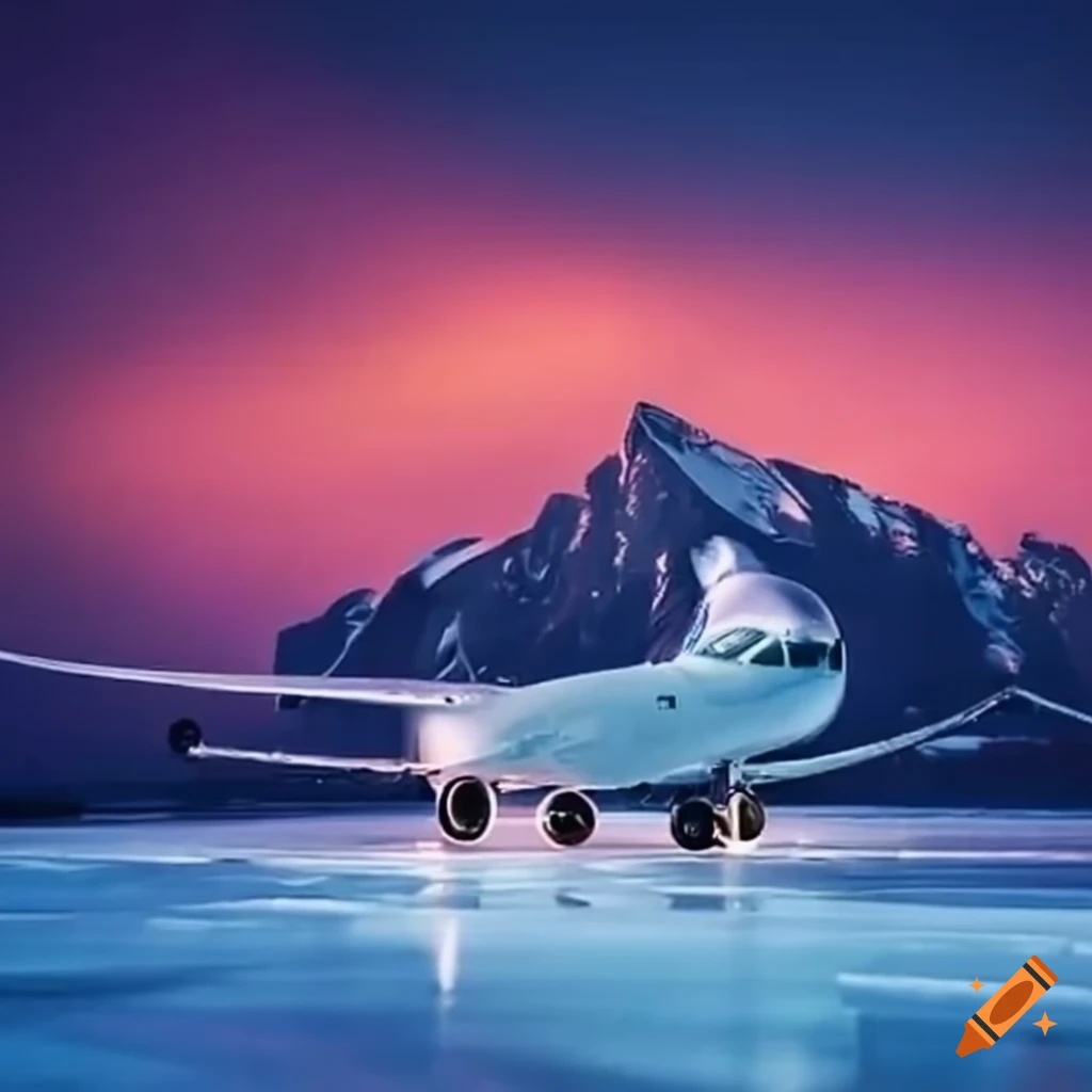 Un avion avec des patins à glace