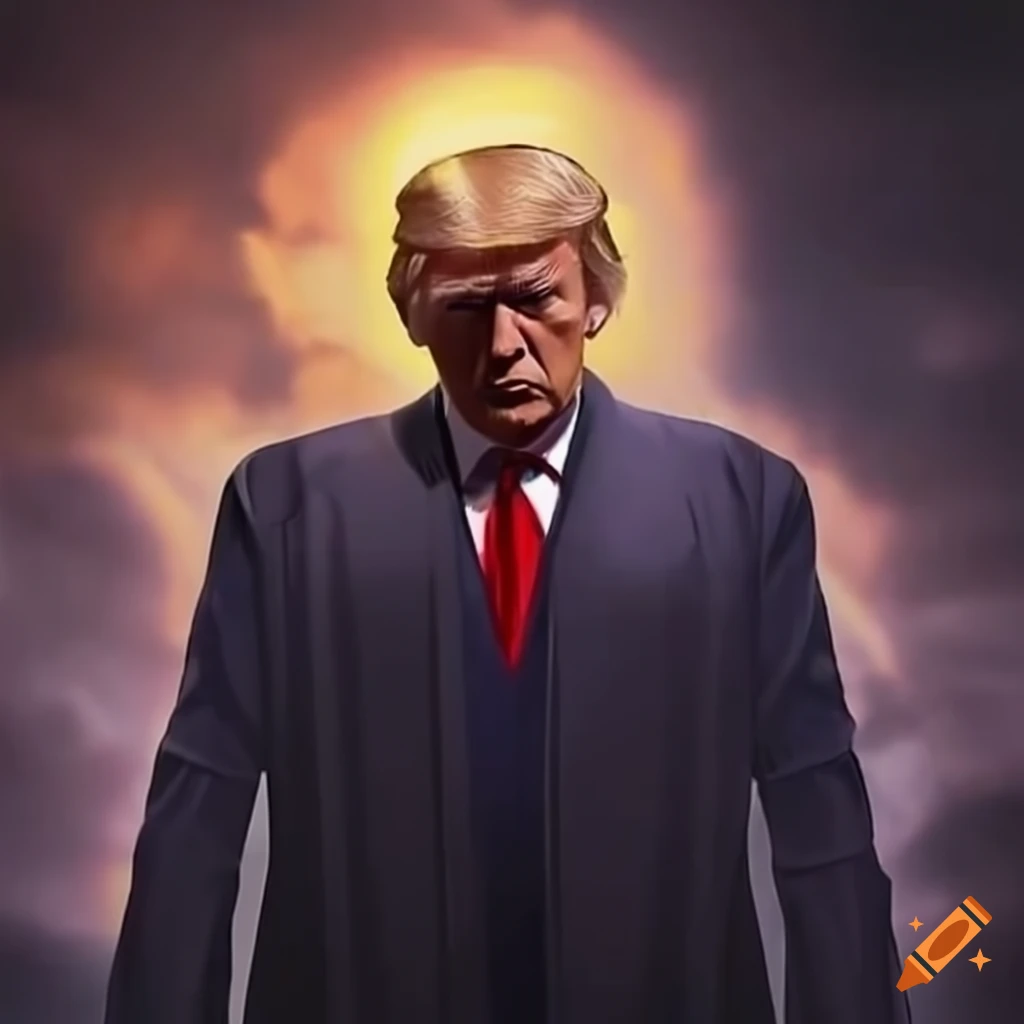 Satirical depiction of trump as an angelic figure on Craiyon