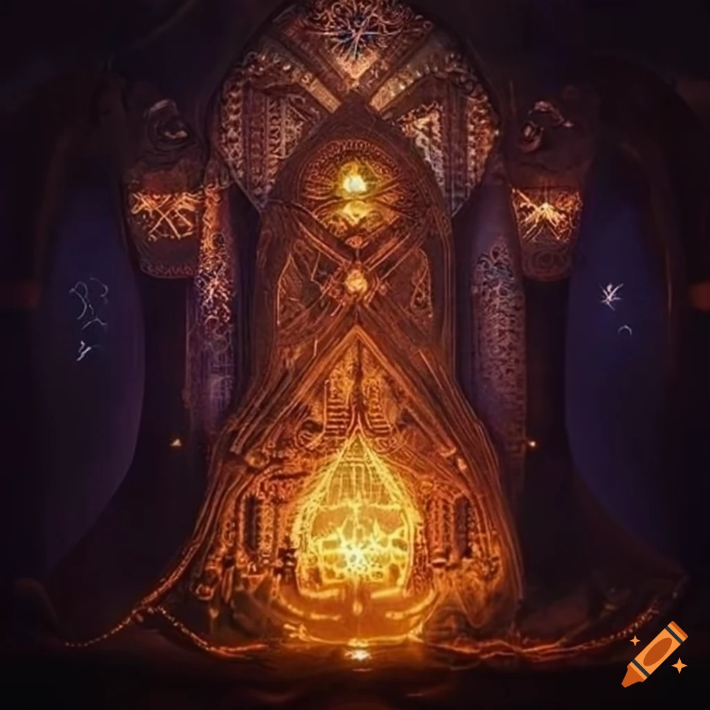 Intricate display of ancient magic runes illuminated by ethereal glow