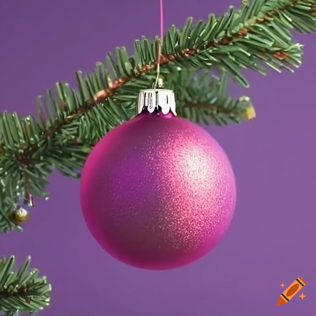 Pink ornament with 'Ahola 3' text on a Christmas tree