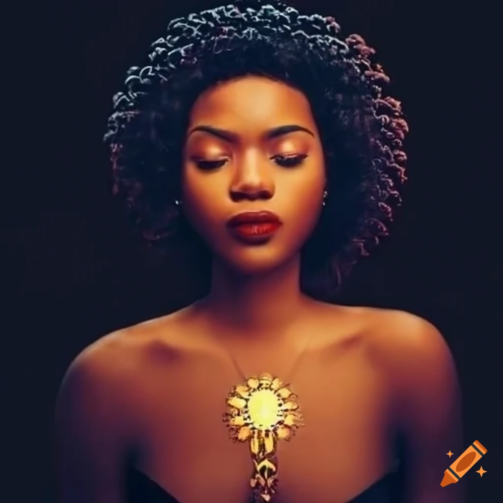 Proud powerful black women in spiritual backgrounds