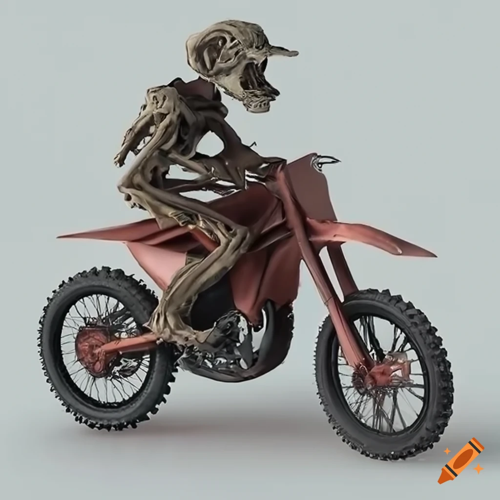 Skeleton riding motocross bike