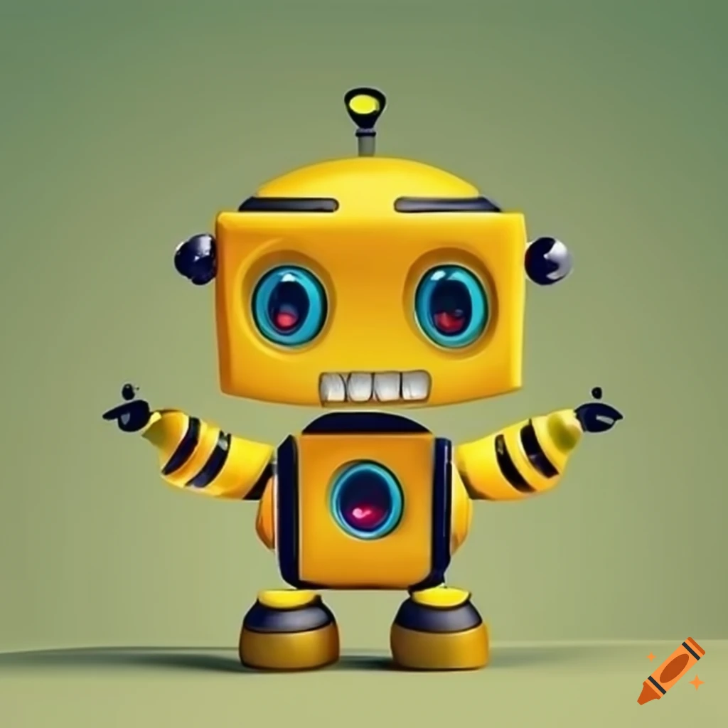 Yellow cute robot on Craiyon