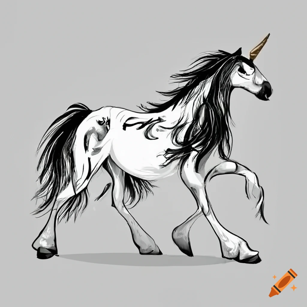 Sketch Unicorn, Hand Drawn Ink Unicorn Horse Stock Vector - Illustration of  hand, horn: 98354539
