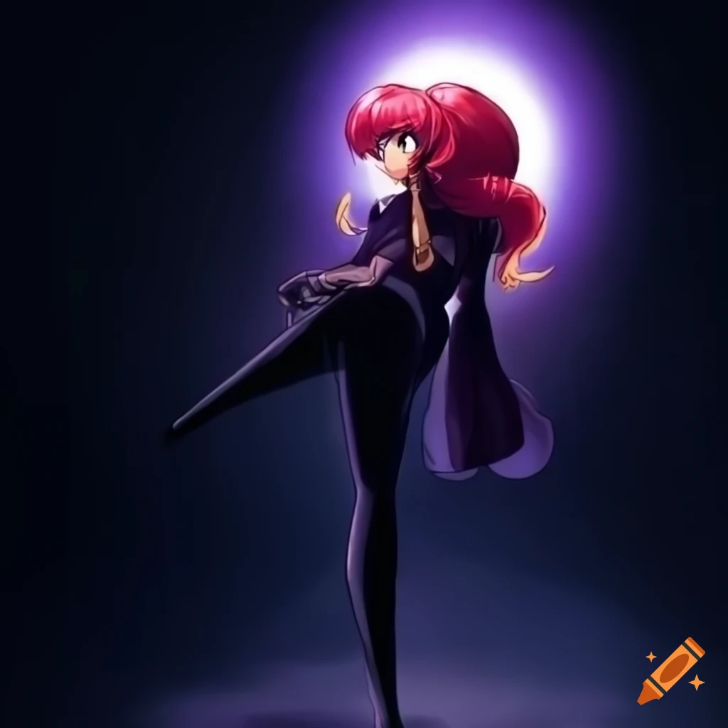 Ranma dressed as Jessica Rabbit with dramatic lighting