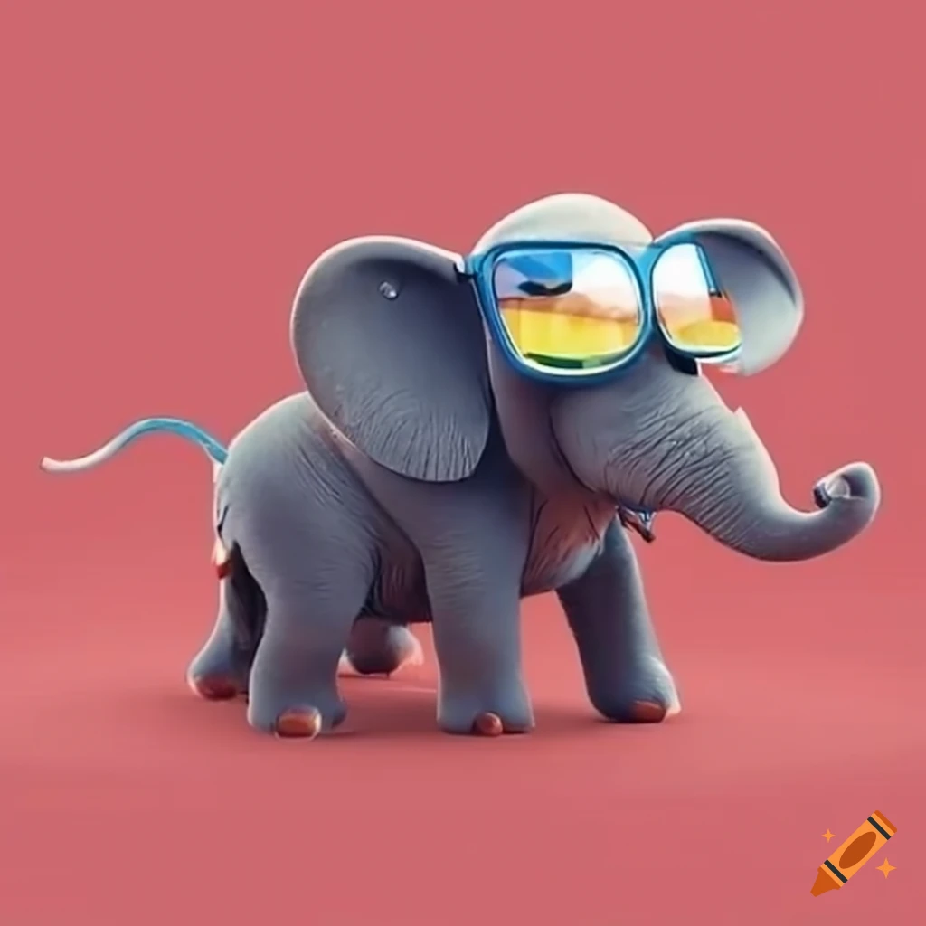 Adorable elephant wearing sunglasses on Craiyon