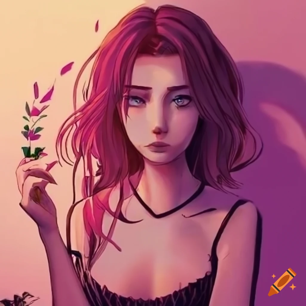 Girl with plant and rock control powers looking unimpressed