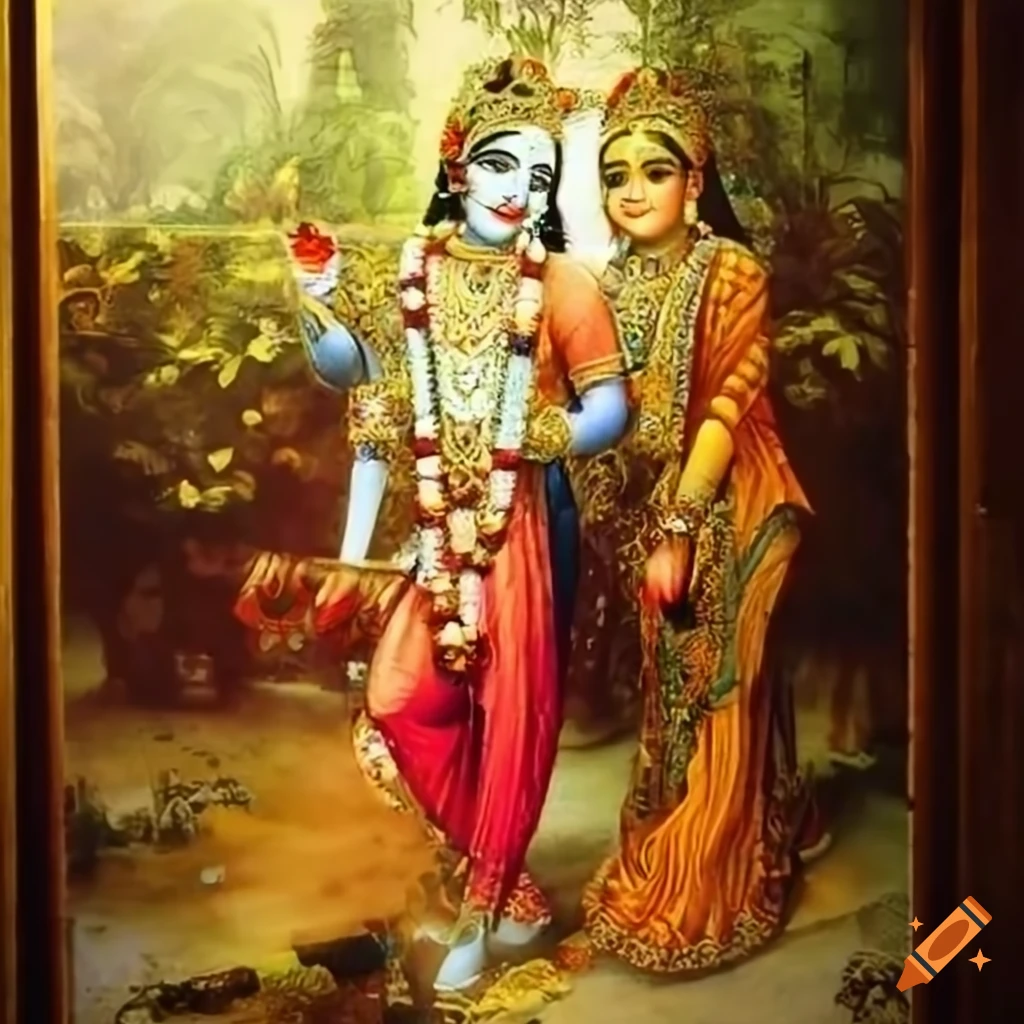Anime style depiction of old and ancient Vrindavan