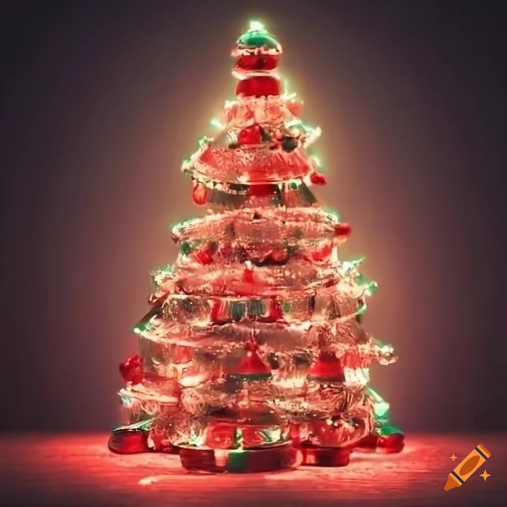 Vintage christmas tree with heinz ketchup bottle lights on Craiyon