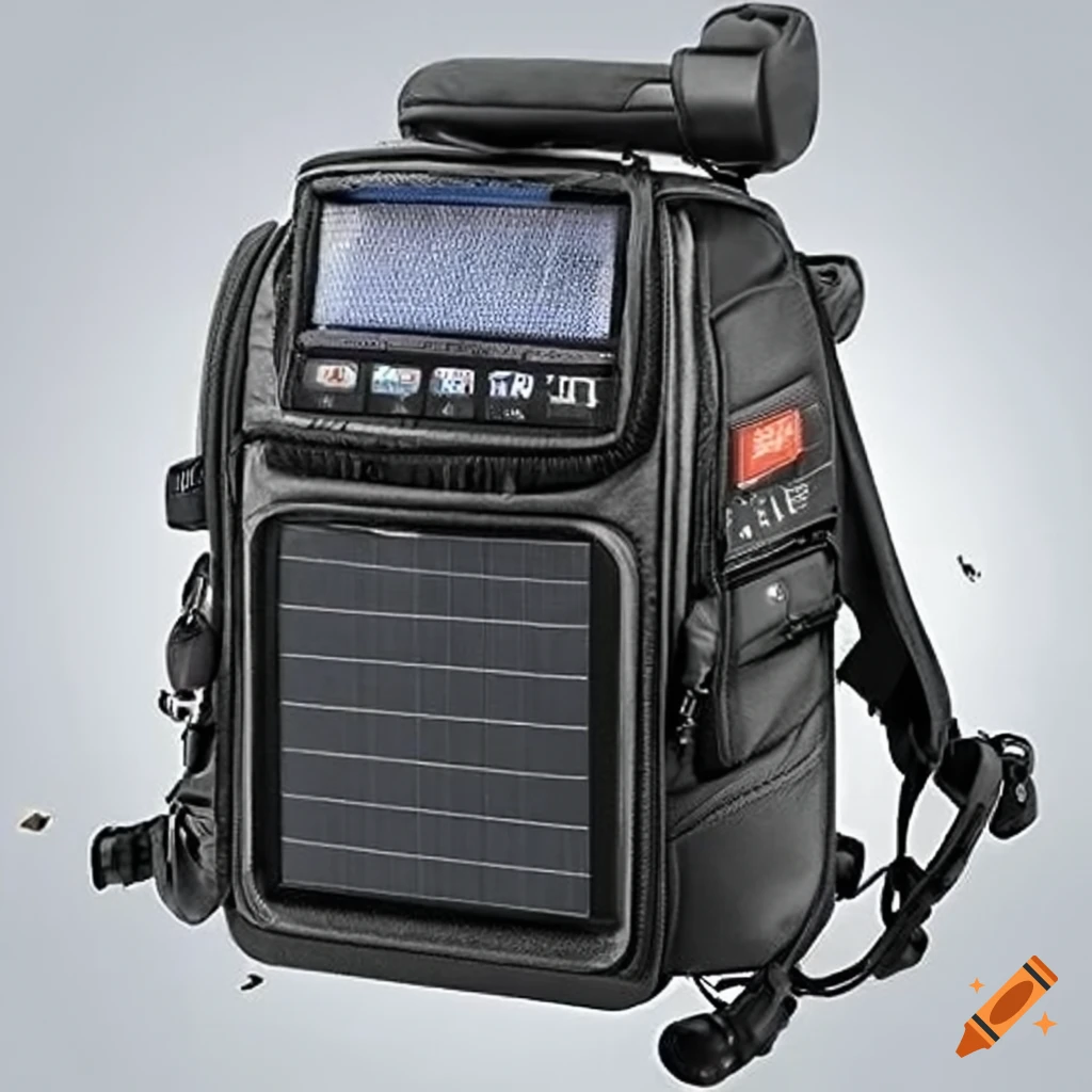 Backpack with yaesu ft991a shortwave radio station, battery, solar