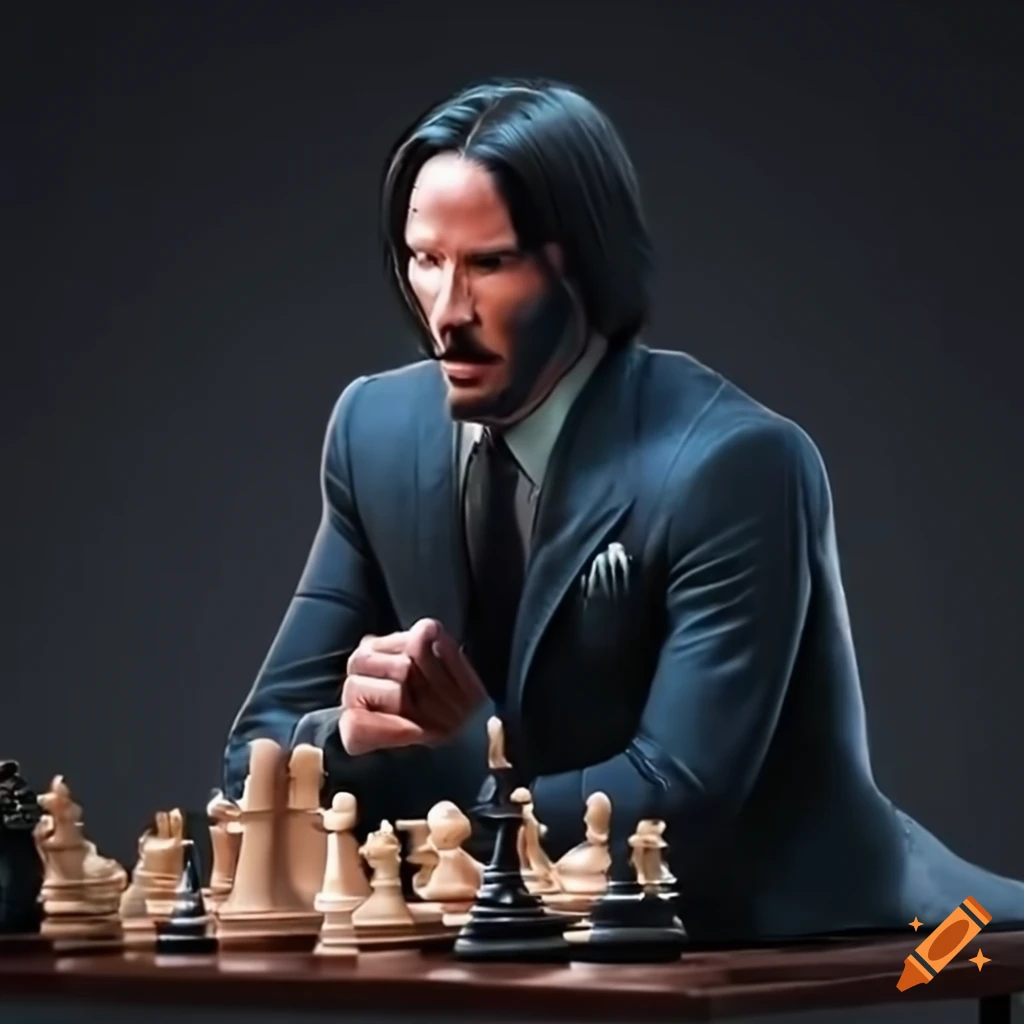John wick playing chess on Craiyon