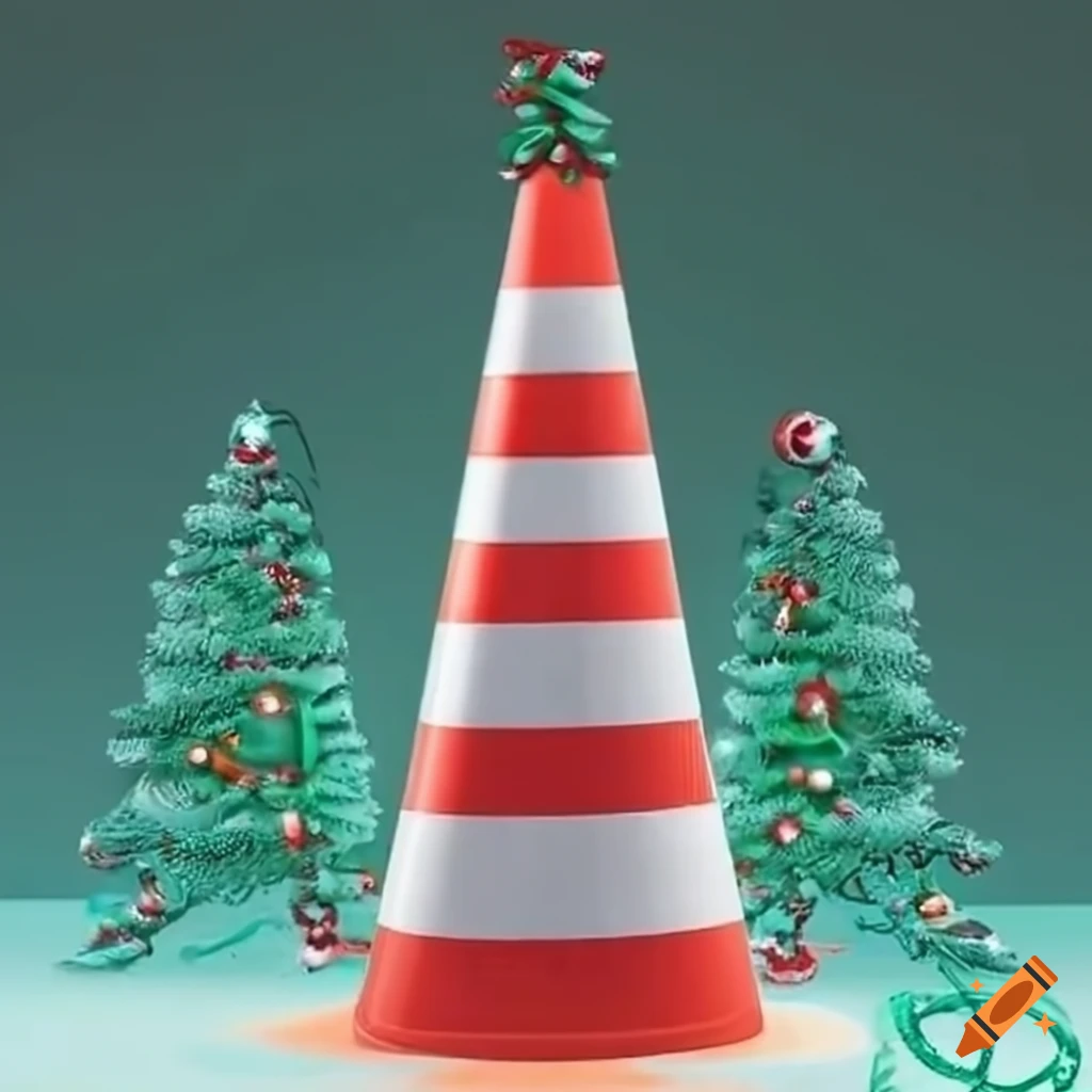 Christmas tree traffic cone with gifts on Craiyon