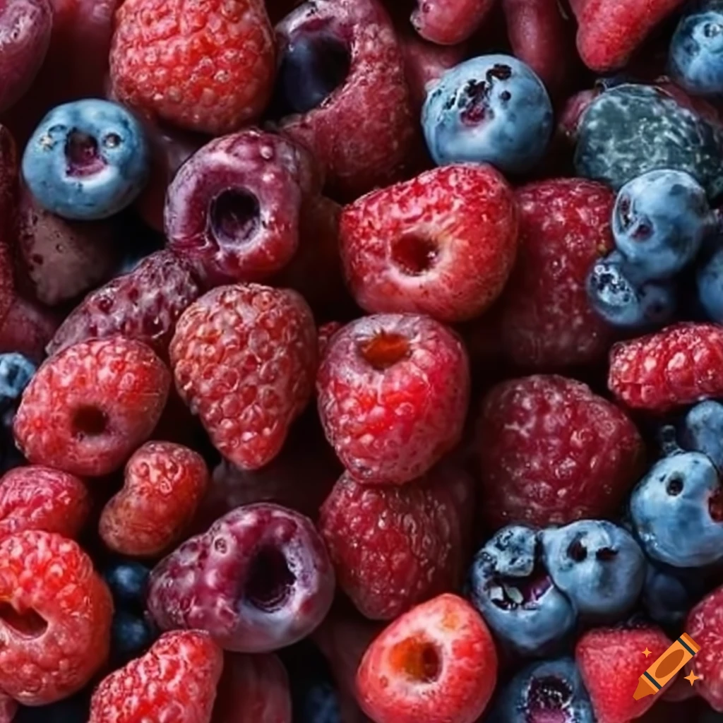 Mixed berries with luscious paint-like texture
