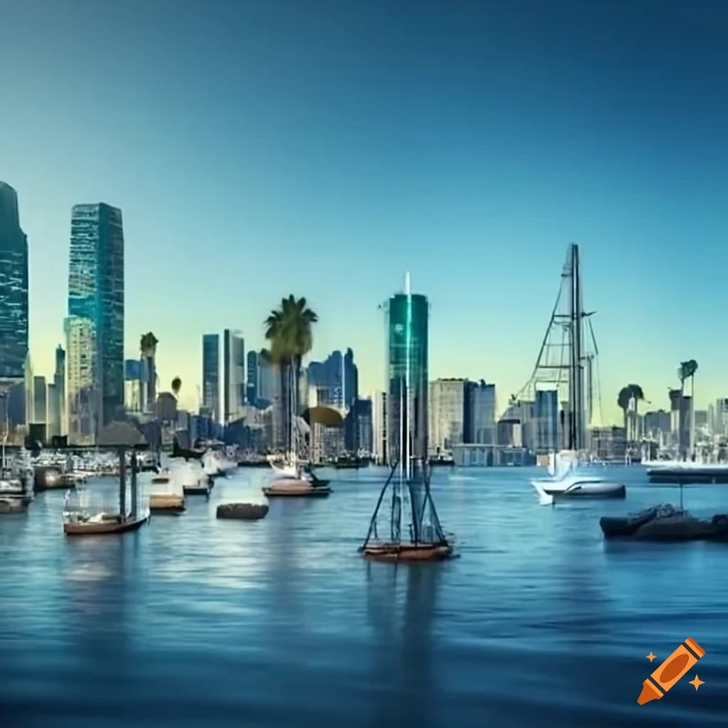 Master plan for future urban planning with palm trees and blue