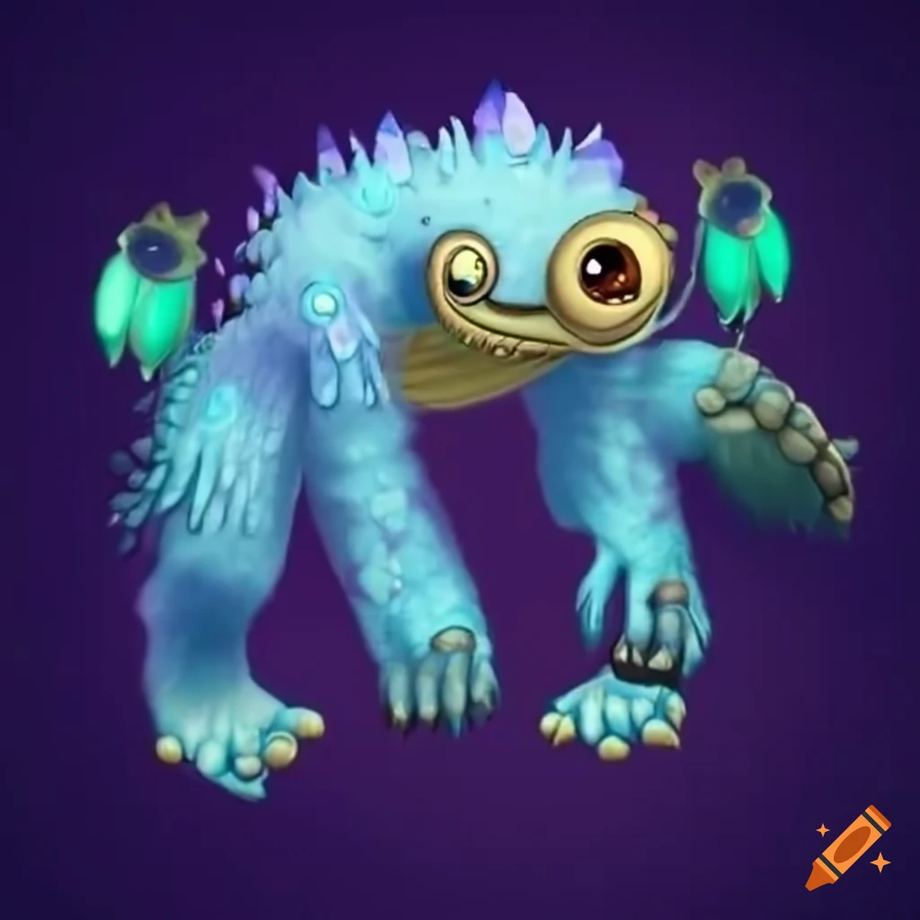 Quadruped creature with wings and crystals on its back in my singing