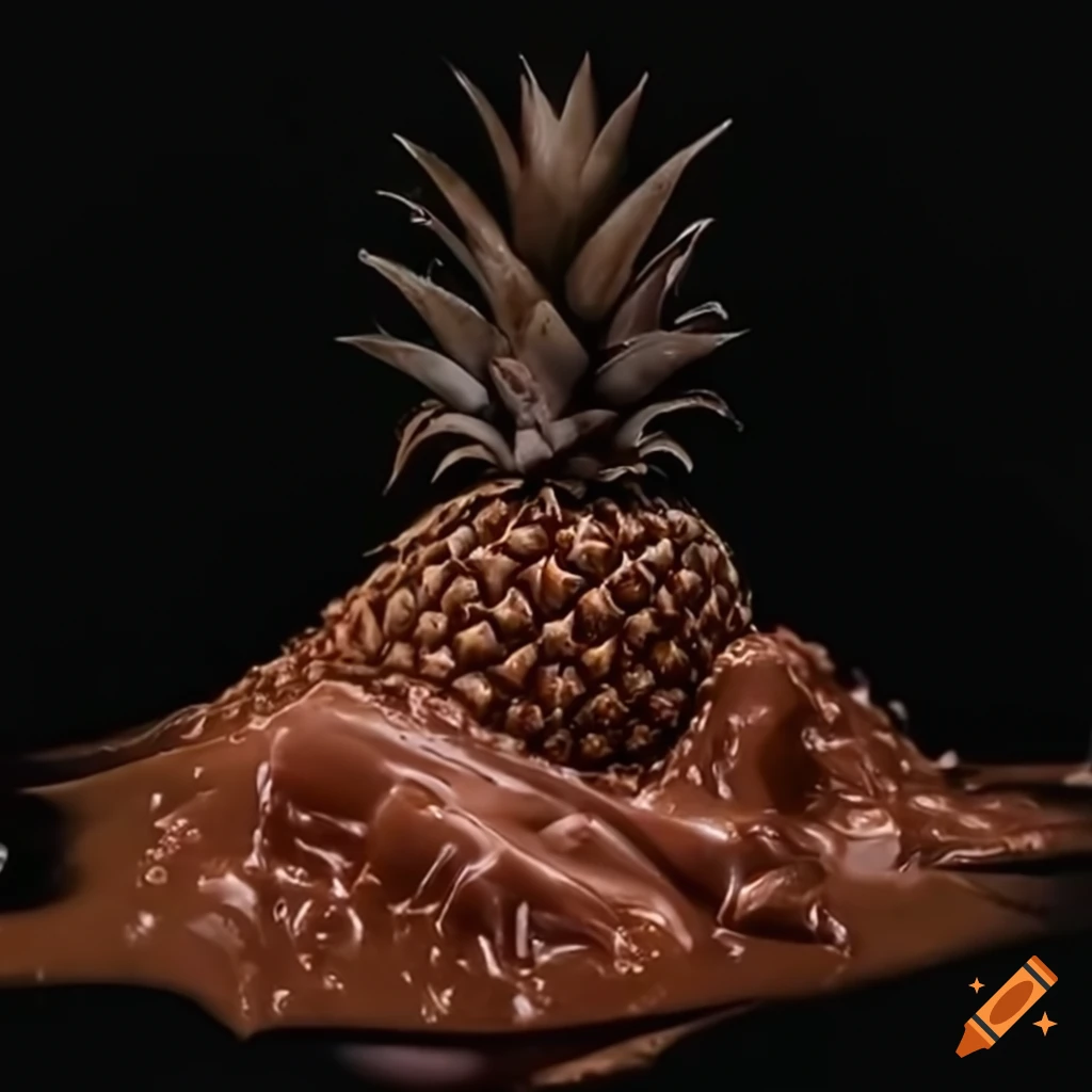 Large pineapple dipped in chocolate on Craiyon