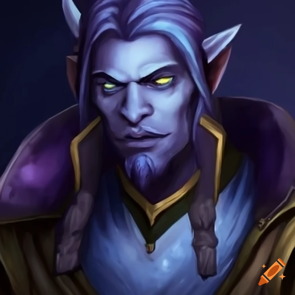 Majestic male draenei cleric wielding a mace on Craiyon