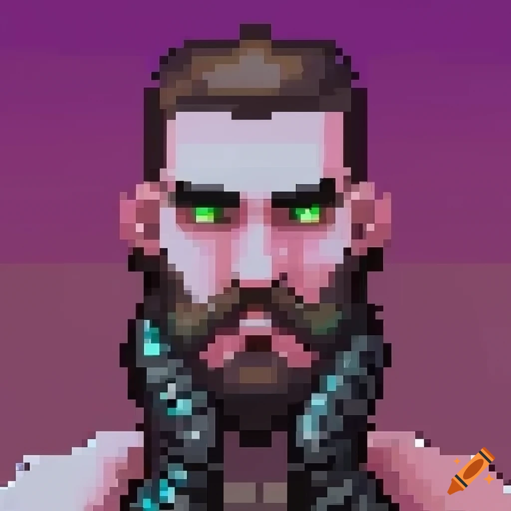 Cyberpunk Man With Large Beard And Slicked Back Brown Hair In Detailed Pixel Art Portrait On Craiyon 6822
