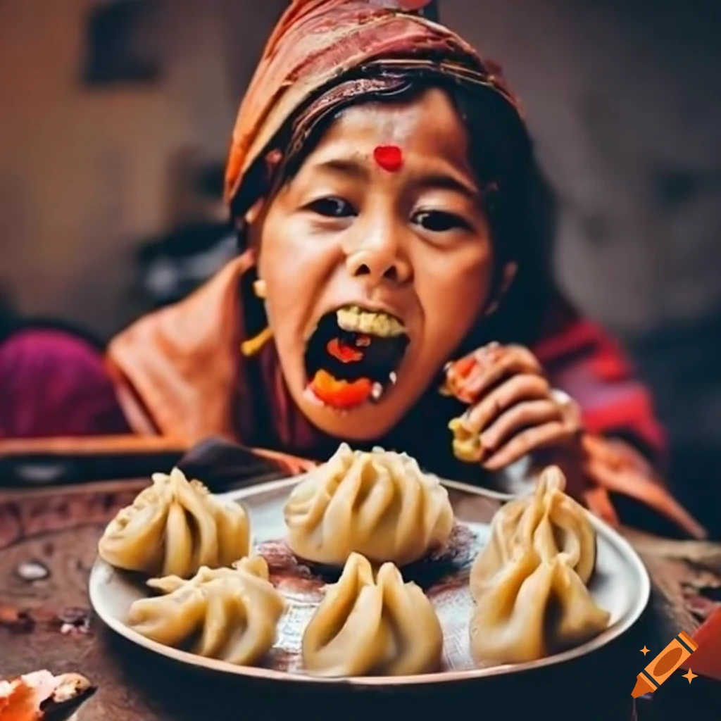 Nepali Person Enjoying Momo On Craiyon