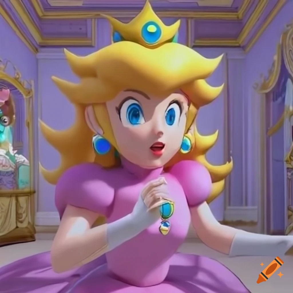 Link examining princess peach's shoe collection in an elegant room on ...