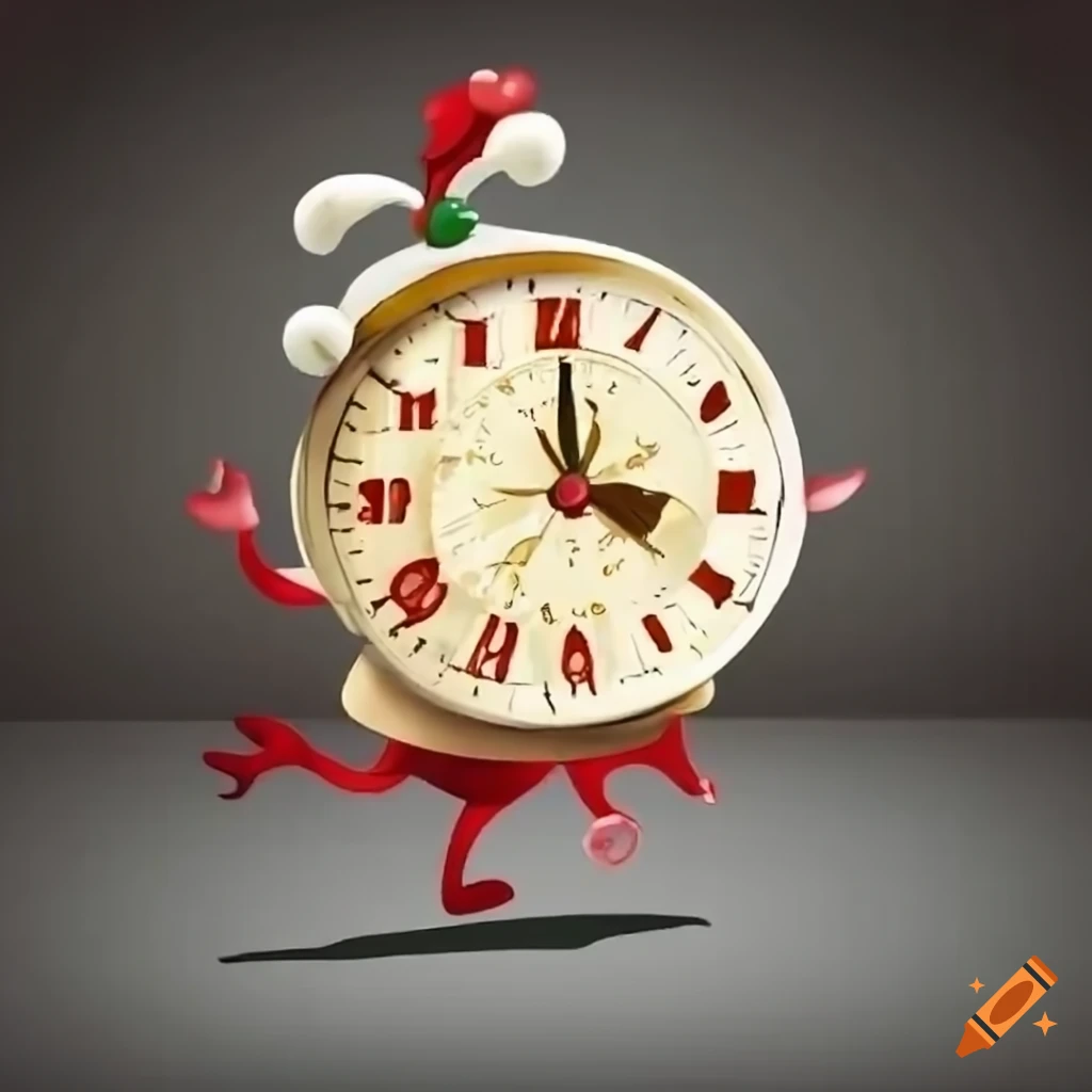 Cartoon character running late for Christmas dinner