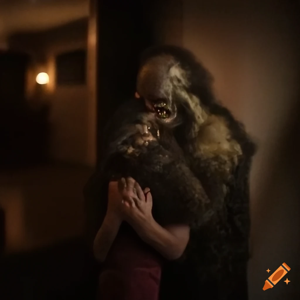 Sasquatch in a mysterious indoor setting