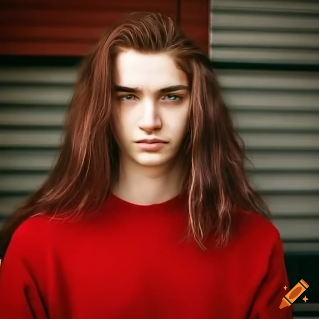 Young man in red outfit in a modern college dorm