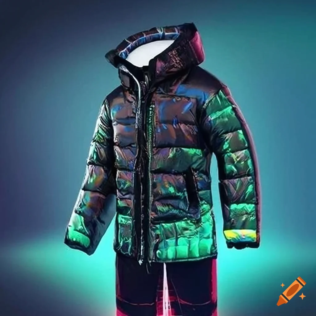 High quality black puffer jacket with builtin heating and cooling