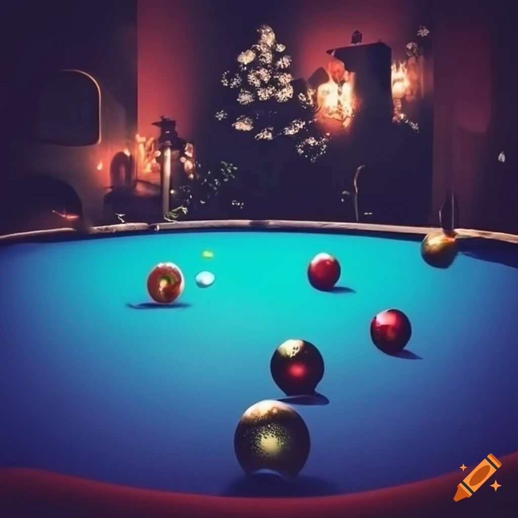 Billiard pool with a christmas atmosphere on Craiyon