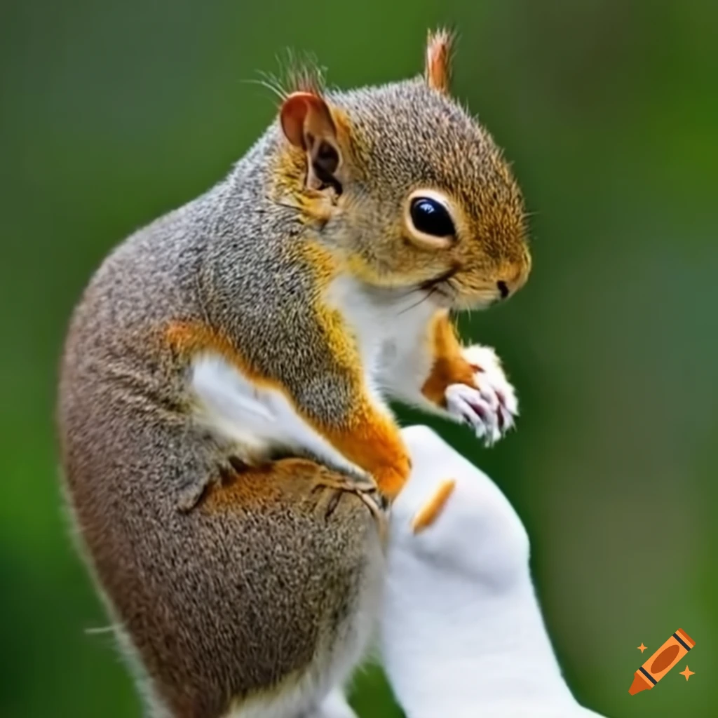 Squirrel putting on white socks on Craiyon