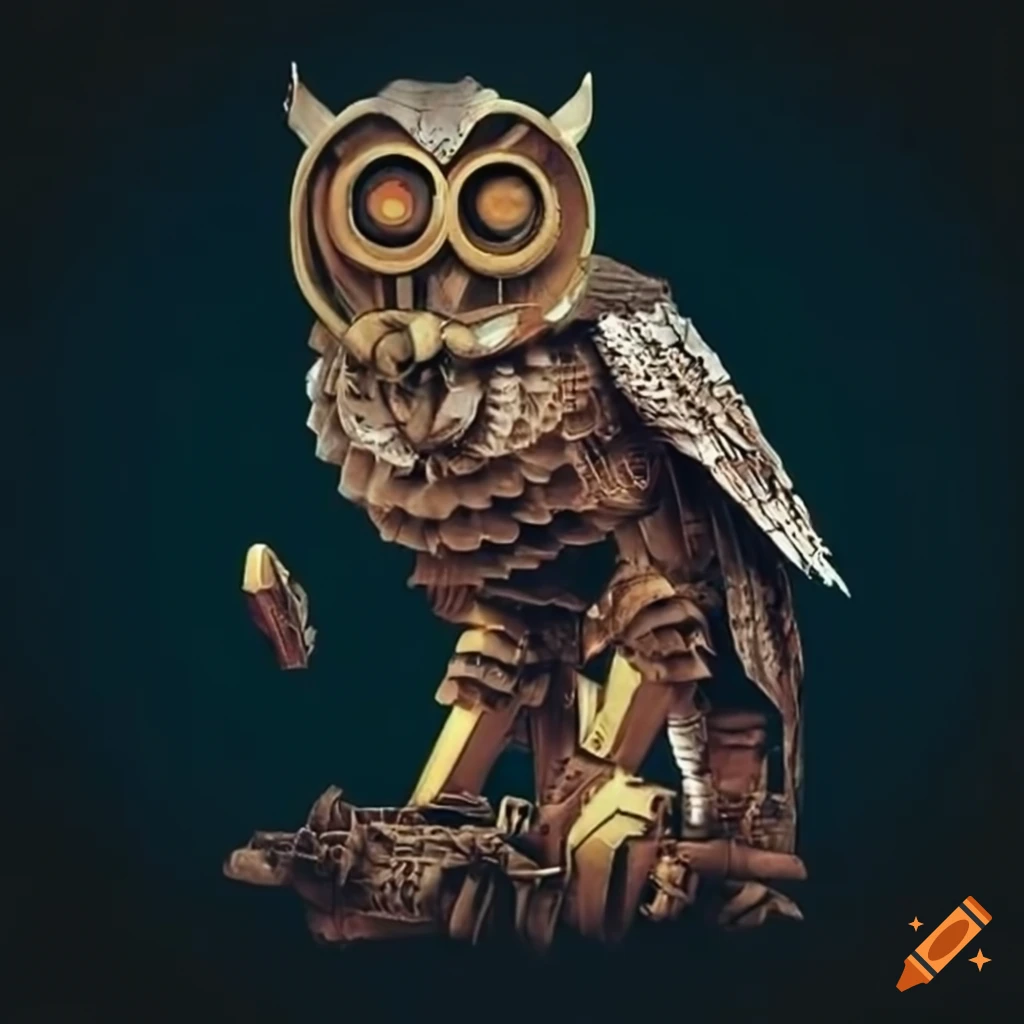 Mechanical owl with mad max style on Craiyon