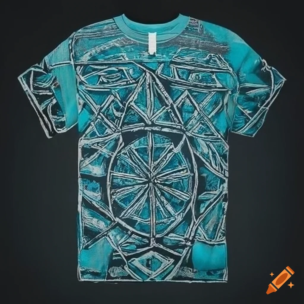 Geometric woodblock print tshirt on Craiyon