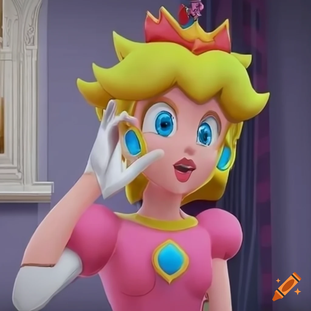 Link examining princess peach's shoe collection in an elegant room on ...