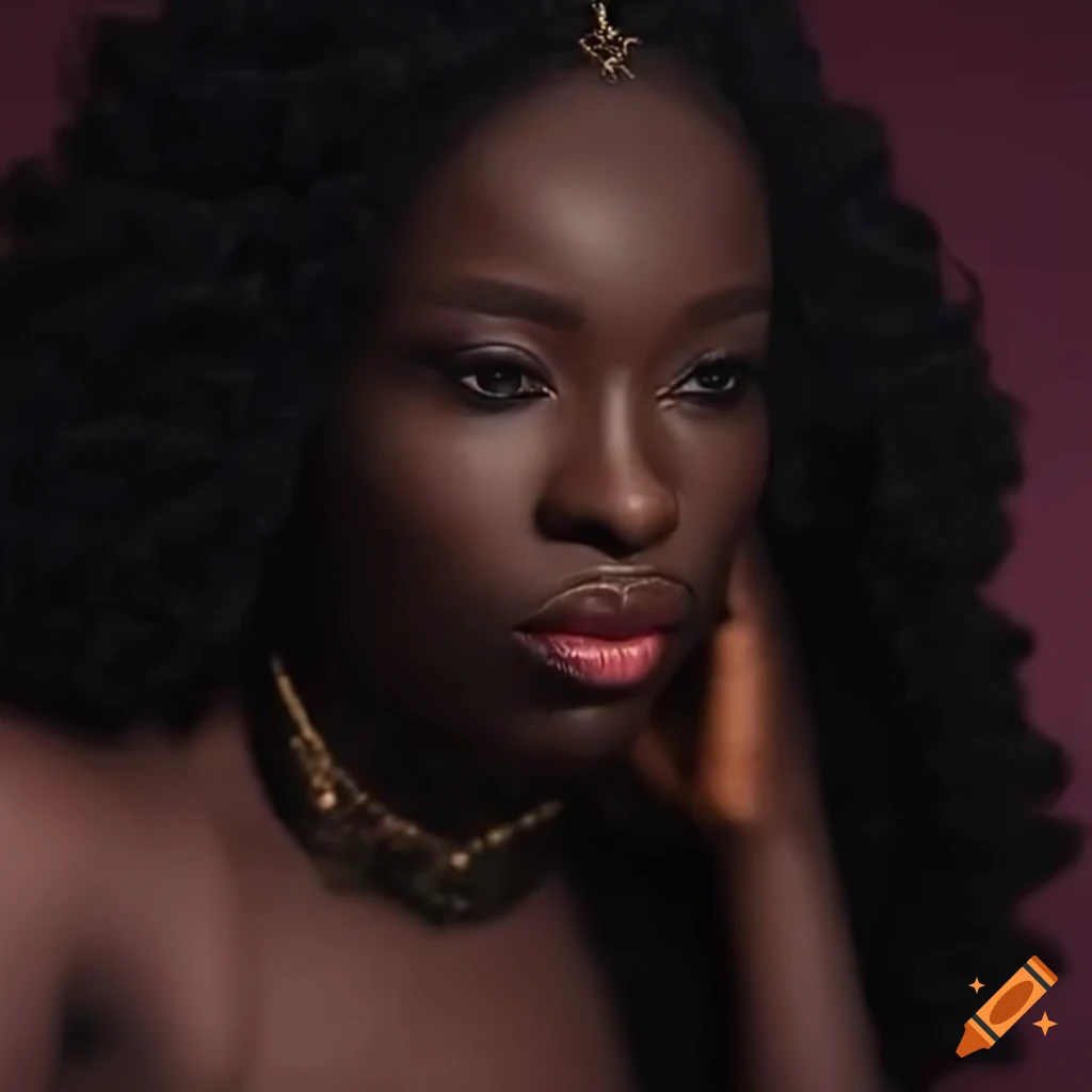 Black princess posing on bed on Craiyon