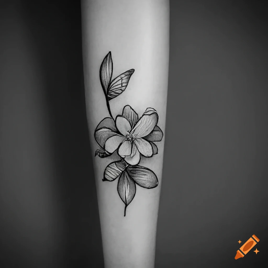 Simple flower tattoo for coloring