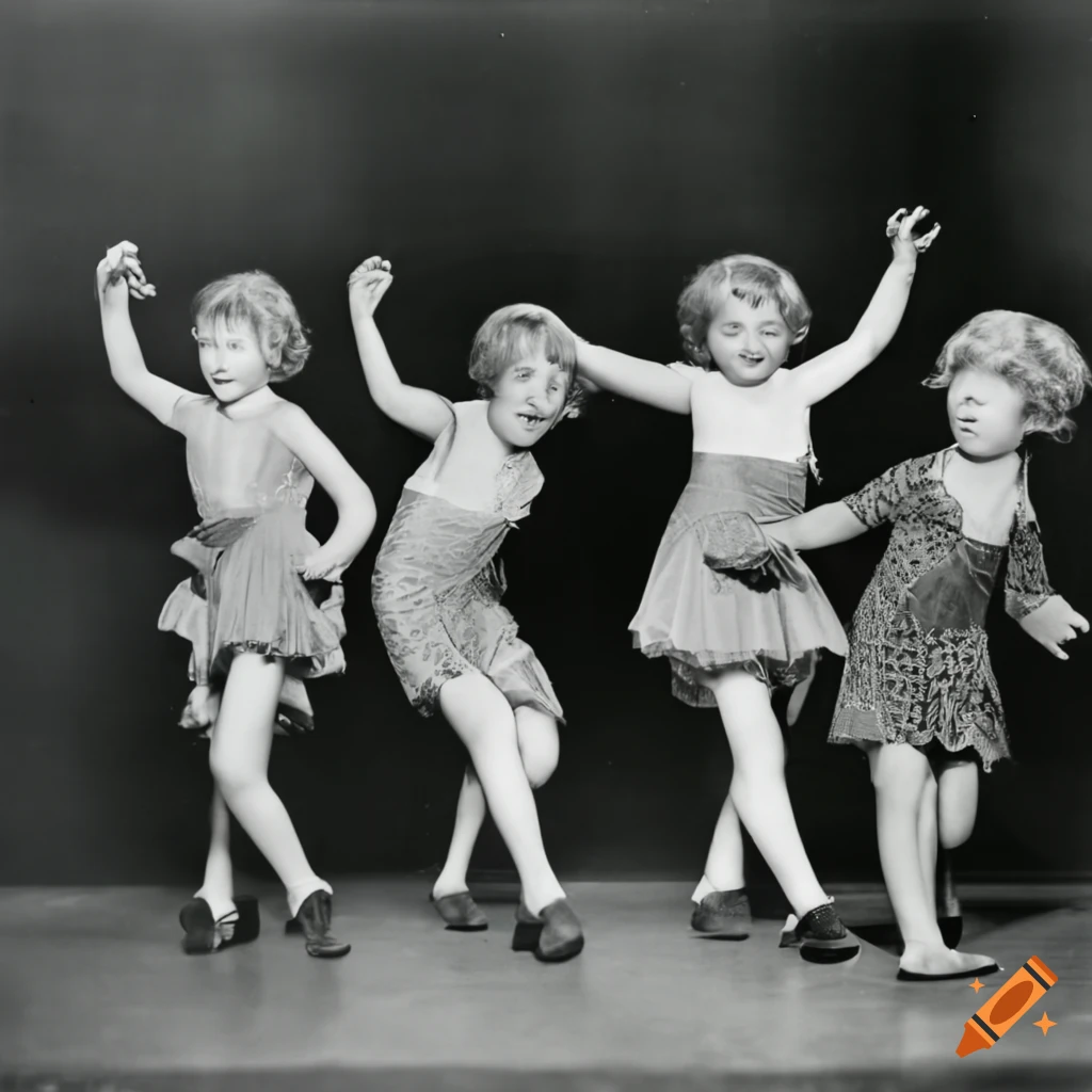 Show business kids dancing in the 1920s art style