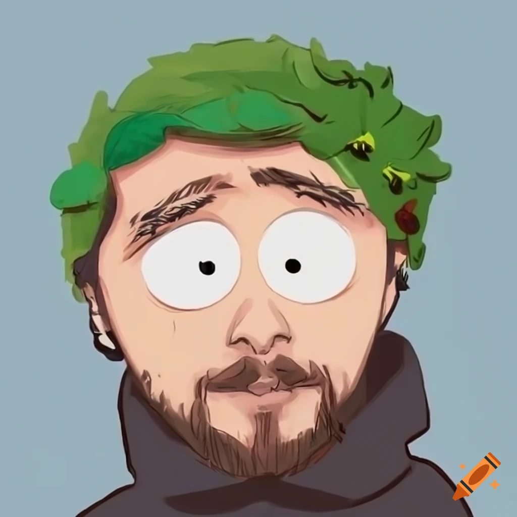 Cartoon depiction of jacksepticeye in the style of south park on Craiyon
