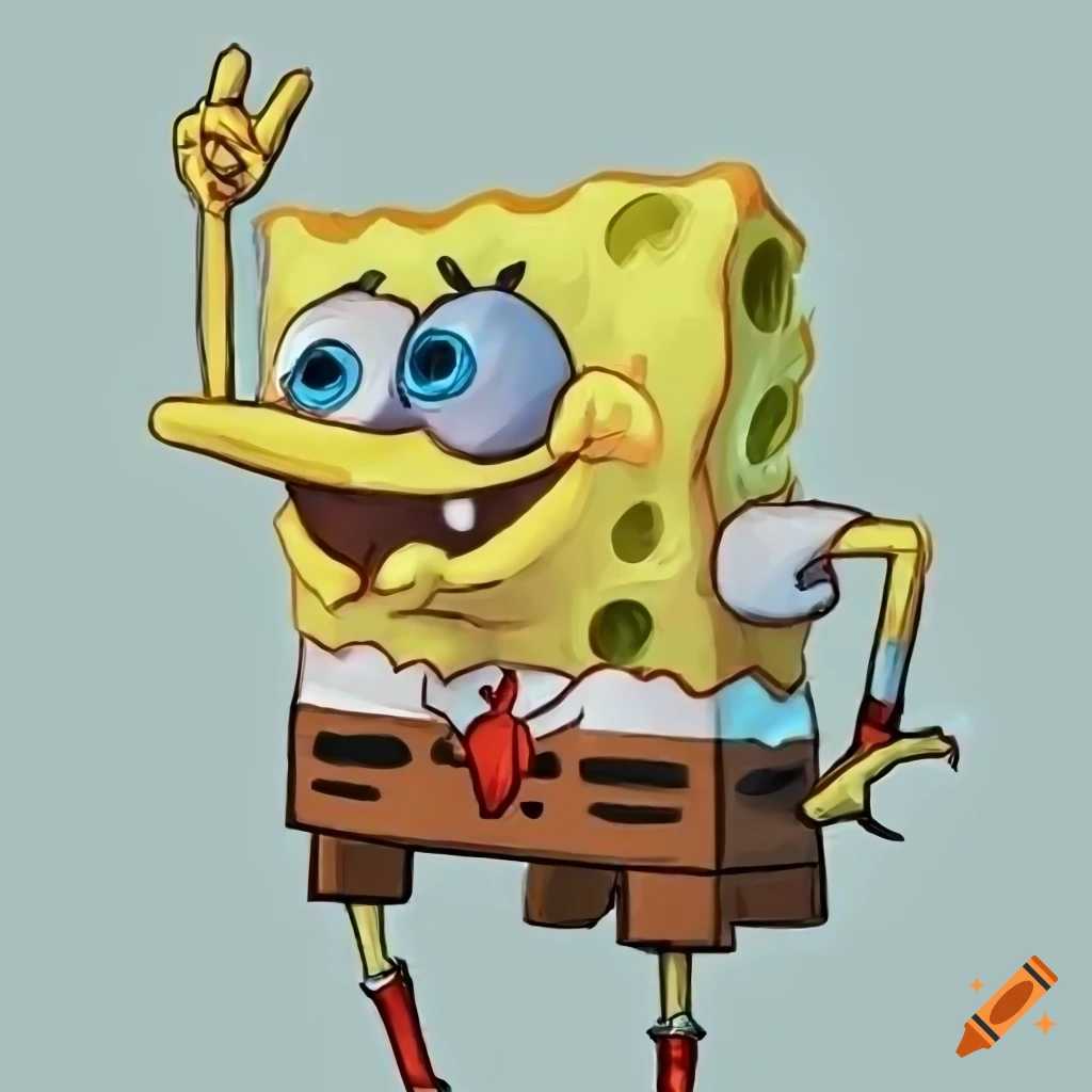 Sketch of spongebob character in full body on Craiyon