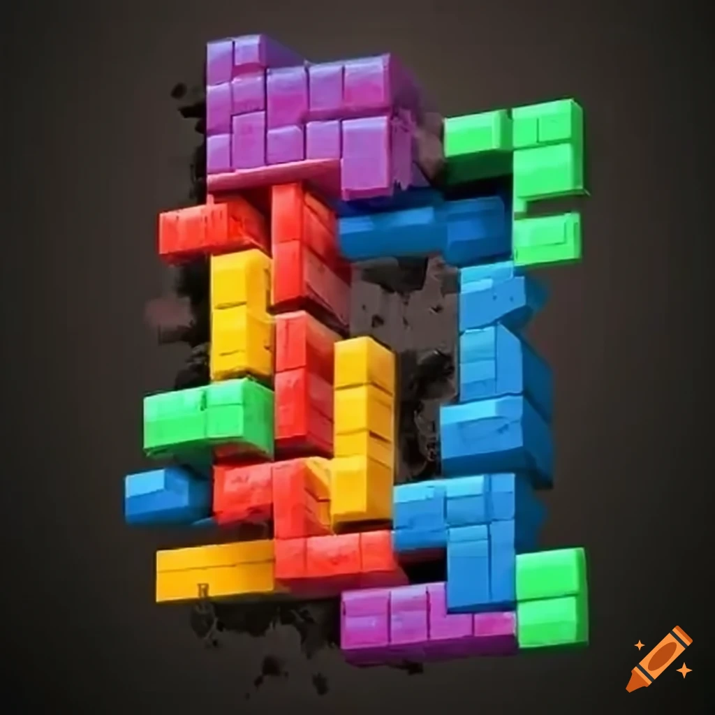 Exploding tetris wall bricks on Craiyon