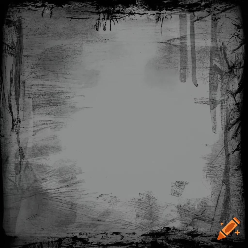 Creepy sketchy empty room with a Christmas table in greyscale