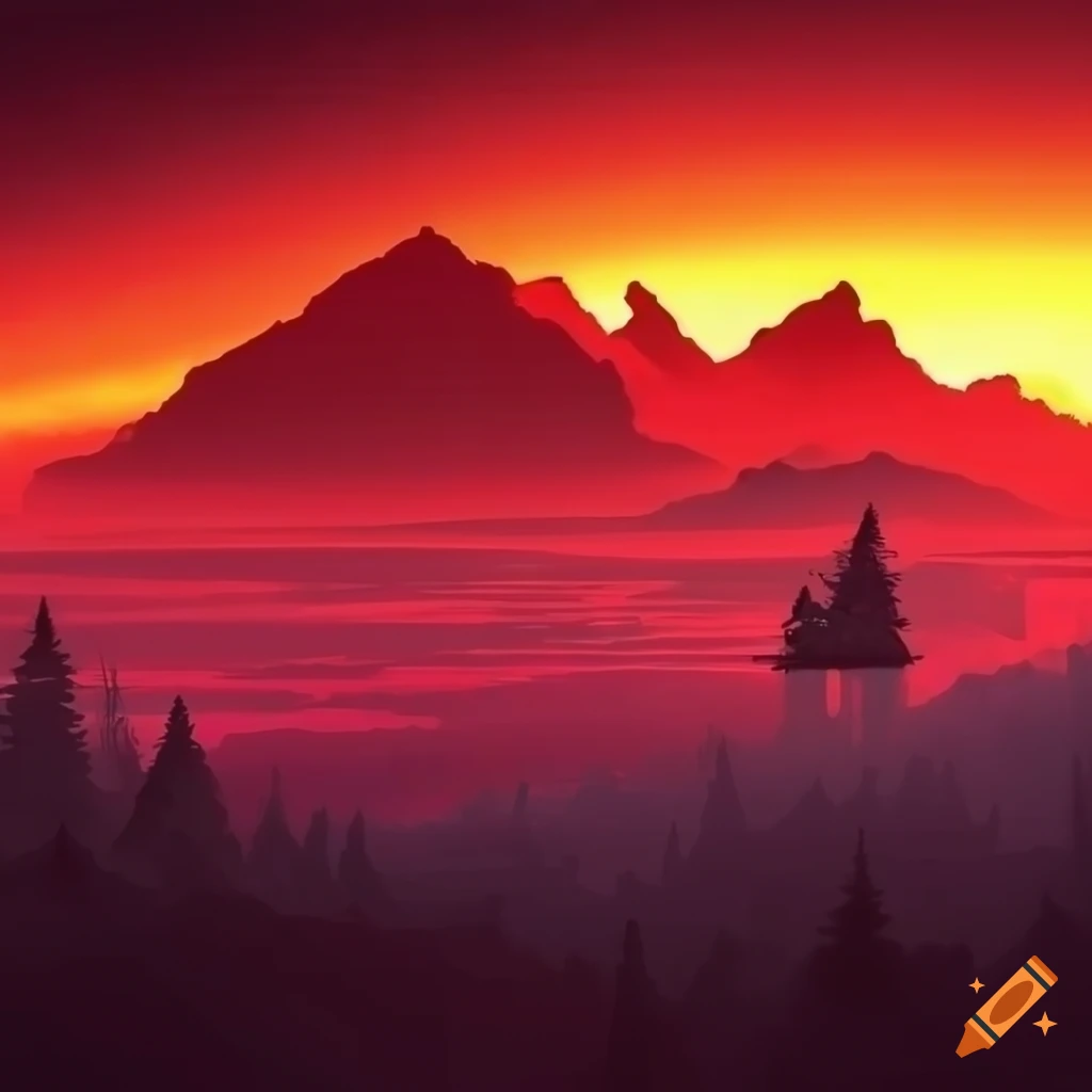 Red landscape background screensaver in 1920*1080 resolution on Craiyon