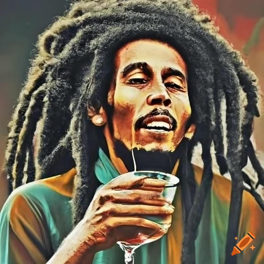 Bob marley and a glass of red wine on Craiyon