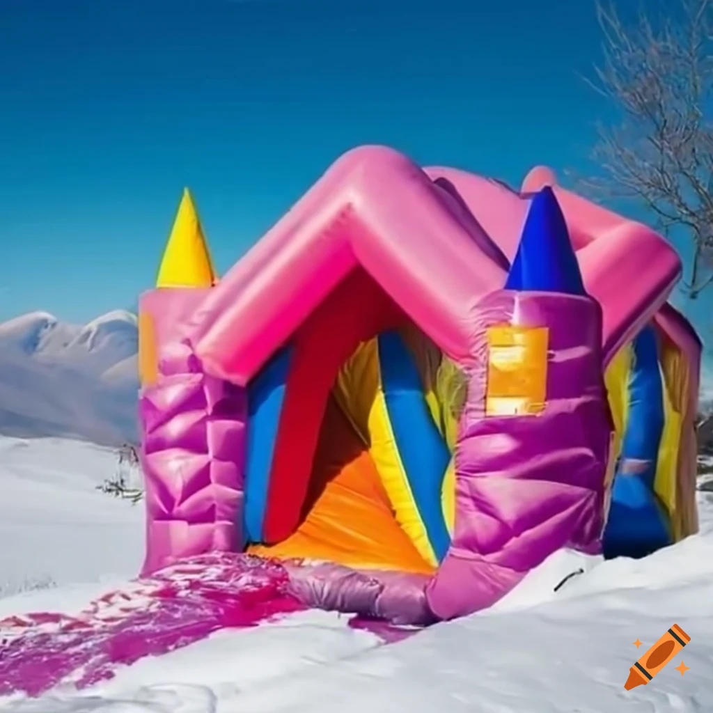 Bounce house in snowy mountains on Craiyon