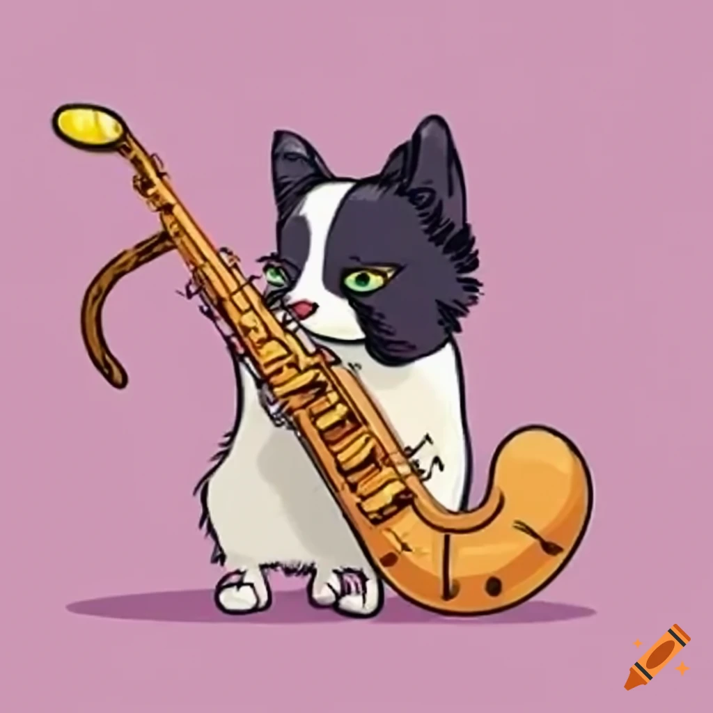 Illustration of cute line drawn cats engaged in various activities