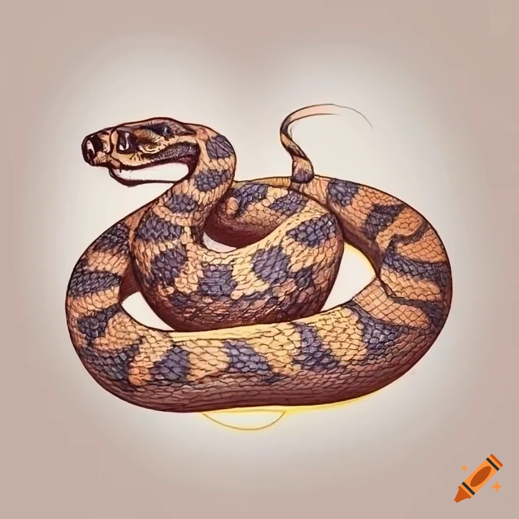 Line drawing of a baby rattlesnake on Craiyon
