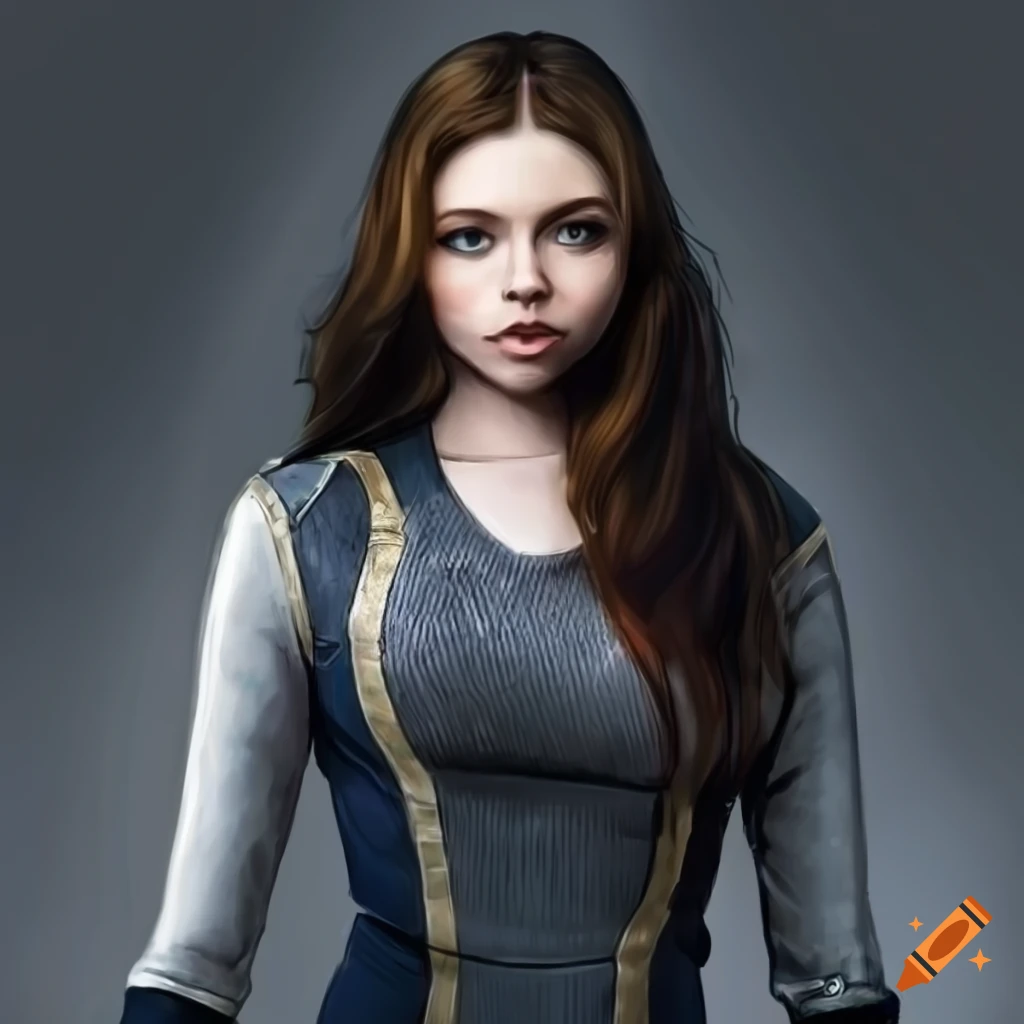 India Eisley as Star Trek Discovery character on comic book cover