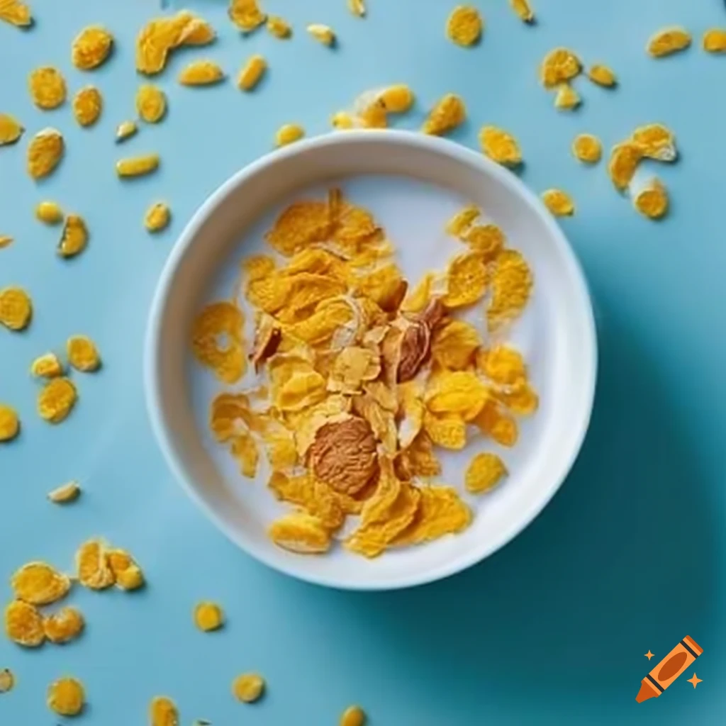 Bowl of corn flakes with milk