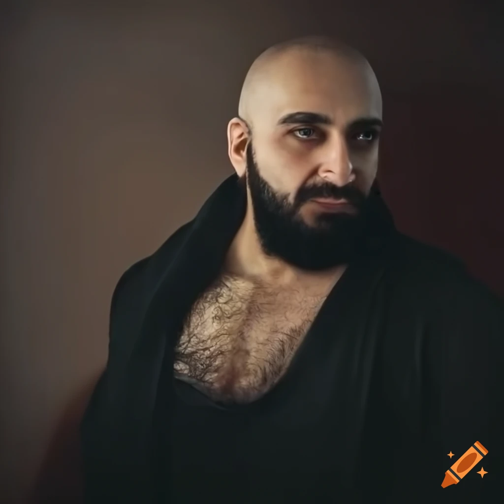 Confident middle eastern man with a strong build and a beard