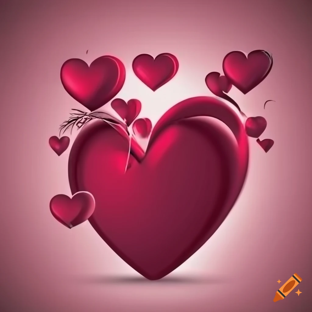 Valentine's graphics with hearts and swirls in block colors